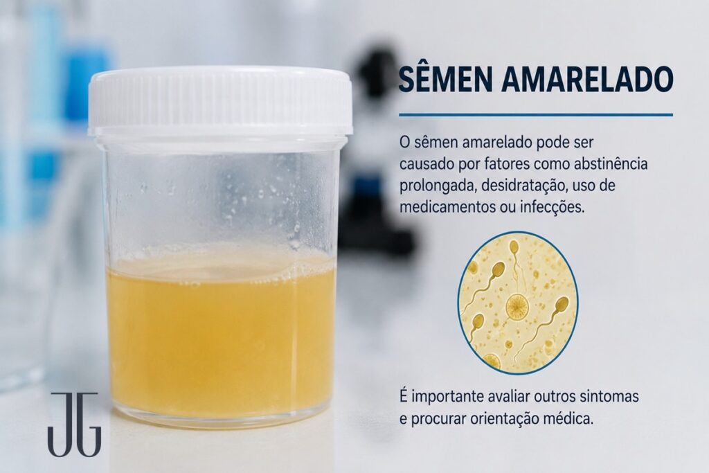 Ilustração sobre sêmen amarelado e possíveis causas
