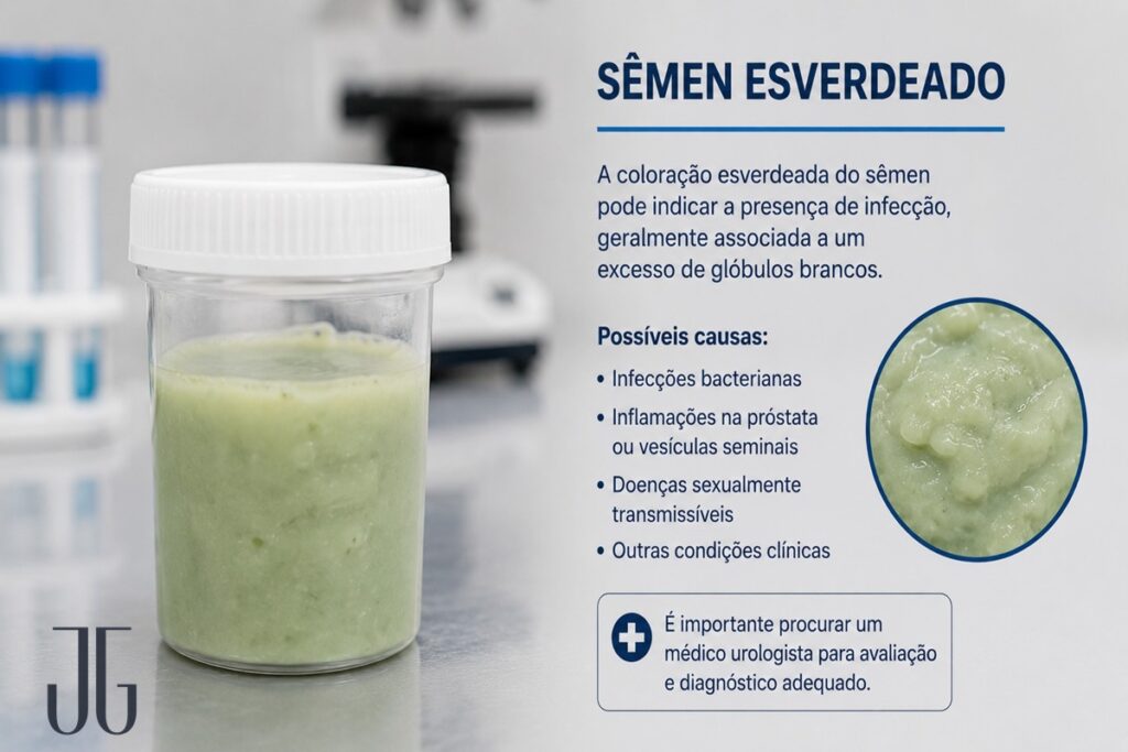 Ilustração sobre sêmen esverdeado como sinal de alerta