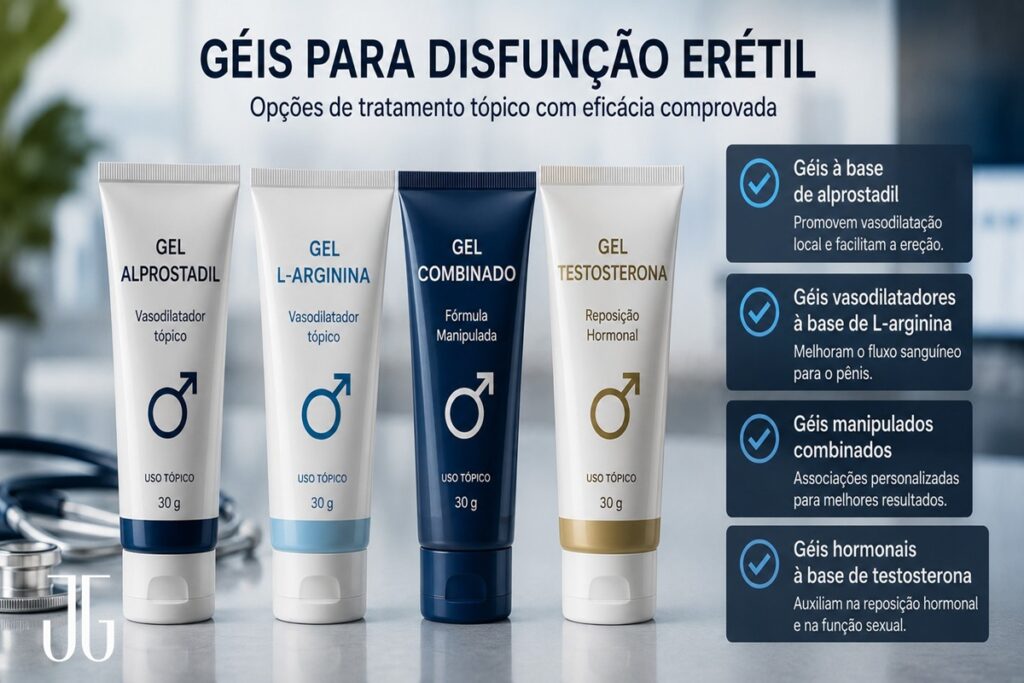 Opções de géis para disfunção erétil em avaliação urológica